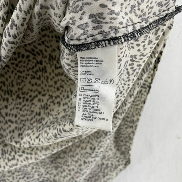 H&M Tank Top Women Sz 2 Cream Beige Black Dots Print V-Neck Piping Long Back Hem - Picture 11 of 11